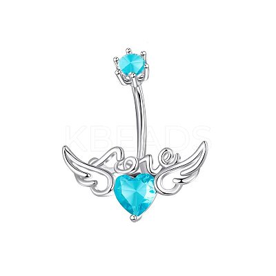 304 Stainless Steel Pave Cubic Zirconia Curved Barbell Belly Rings FS-WG6D7D2-05-1