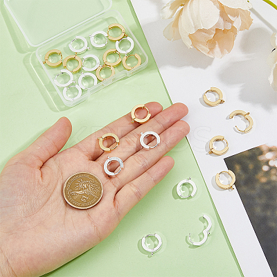 24Pcs 2 Colors 201 Stainless Steel Huggie Hoop Earrings Findings STAS-DC0015-46-1