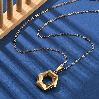 304 Stainless Steel Geometric Pendant Necklaces for Women NJEW-S439-04B-G-1
