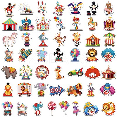 50Pcs Circus Theme PVC Waterproof Stickers STIC-Z001-01-1