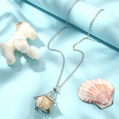 Tarnish Resistant 304 Stainless Steel Macrame Pouch Braided Gemstone Holder Pendant Necklace Making NJEW-TA00097-02-1