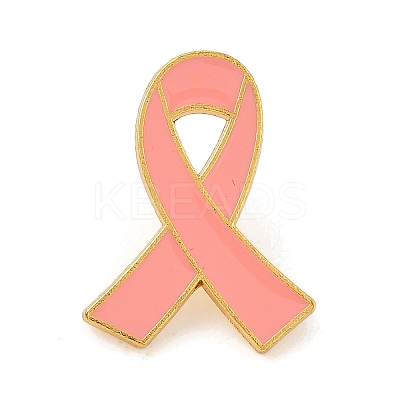 Breast Cancer Awareness Pink Ribbon Enamel Pin JEWB-C014-01G-1