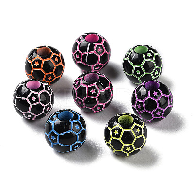 Spray Printed Opaque Acrylic Beads SACR-P031-29B-1