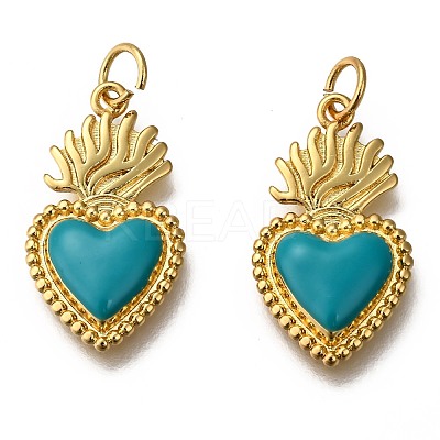 Golden Tone Brass Enamel Pendants X-KK-K750-01G-D-1