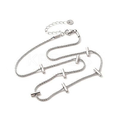 304 Stainless Steel Column Link Chain Necklaces for Women NJEW-U031-07P-1