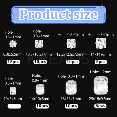 80Pcs 8 Style Rectangle Octagon & Square Sew on Rhinestone RGLA-GA0001-10-1