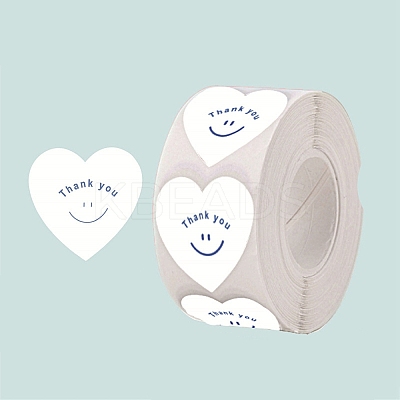 500Pcs Heart with Thank You Roll Stickers DIY-U008-01C-1