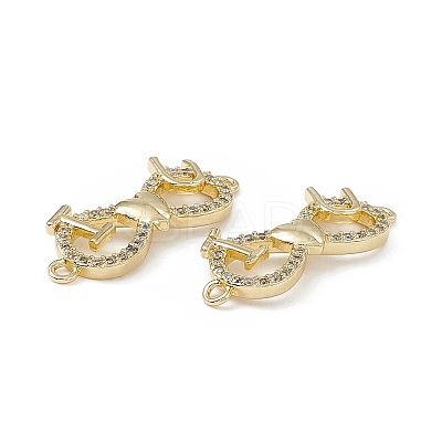 Brass Micro Pave Clear Cubic Zirconia Connector Charms KK-E068-VB378-1