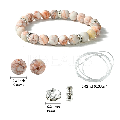 DIY Natural Netstone Round Beaded Stretch Bracelet Making Kit DIY-YW0008-36E-1