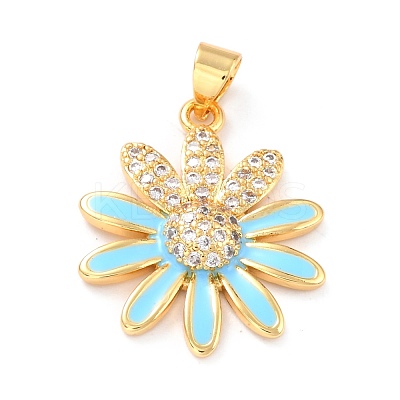 Real 18K Gold Plated Brass Micro Pave Cubic Zirconia Pendants ZIRC-L100-087G-05-1