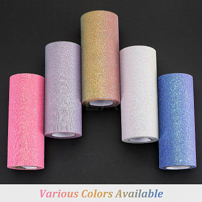 10 Yards Rainbow Color Polyester Tulle Fabric Rolls OCOR-WH0082-136C-1