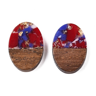 Transparent Resin and Walnut Wood Pendants RESI-T057-04F-1