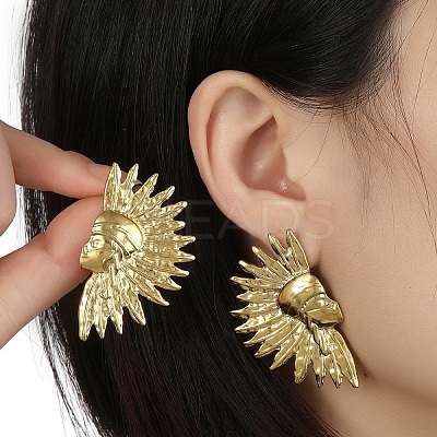 201 Stainless Steel Sun Stud Earrings EJEW-D084-13G-1