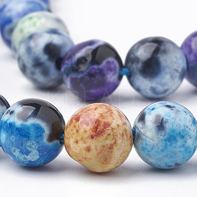 Dyed Natural Fire Crackle Agate Beads Strands G-T098-02B-07-1
