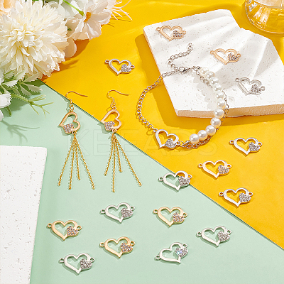 48Pcs 2 Colors Alloy Rhinestone Links/Connectors FIND-UN0016-40-1