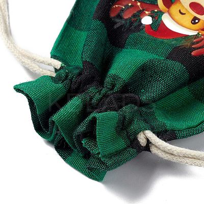 Christmas Theme Rectangle Jute Bags with Jute Cord ABAG-E006-01F-1