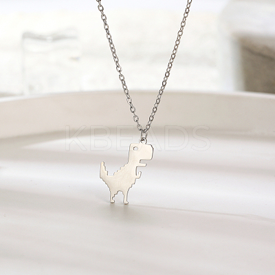 Cute 304 Stainless Steel Pixel Dinosaur Pendant for Women's Daily Wear EK2833-2-1