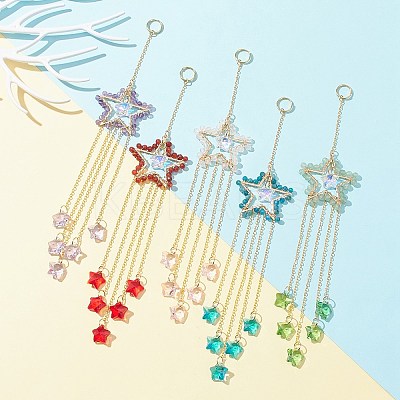 Natural Gemstone Beaded Pendant Decorations HJEW-JM01140-1