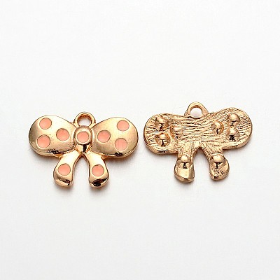 Light Gold Plated Alloy Enamel Bowknot Charms LS-ENAM-J546-04KCG-1