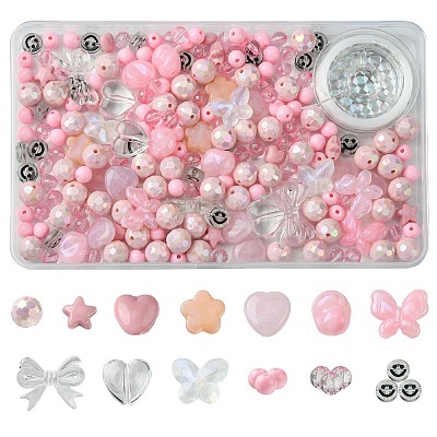 210Pcs 13 Styles Acrylic Beads with 1 Roll Strong Stretchy Beading Elastic Thread OACR-FS0001-57-1