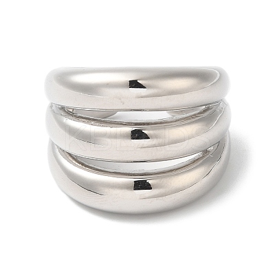 Rack Plating Brass Grooved Open Cuff Rings RJEW-S407-02P-1