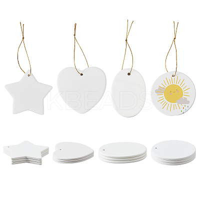 16Pcs 4 Styles Porcelain Heat Transfer Printing Pendant Decorations HJEW-FH0001-77-1