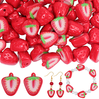50Pcs Printed Opaque Acrylic Beads OACR-PA0001-79-1