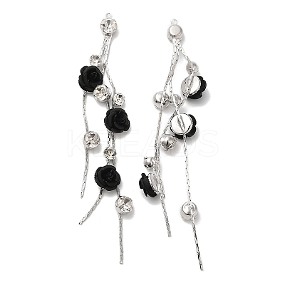 Platinum Brass with Glass Rhinestone Tassel Big Pendants KK-B074-14P-01-1