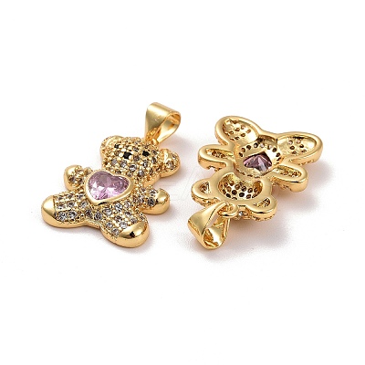 Brass Micro Pave Cubic Zirconia Pendants KK-K258-24A-G-RS-1