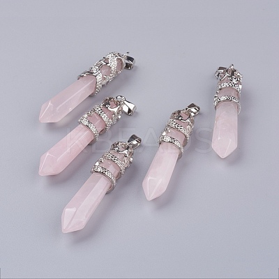 Natural Rose Quartz Big Pointed Pendants G-G738-A-39-1