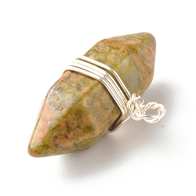 Natural & Synthetic Mixed Stone Double Terminated Pointed Pendants PALLOY-JF01247-02-1