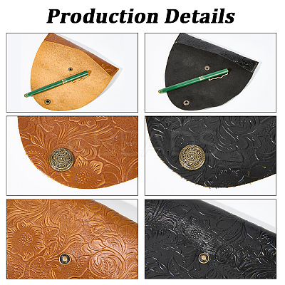 2Pcs 2 Colors Cowhide Roll Pencil Bag AJEW-GF0011-77-1