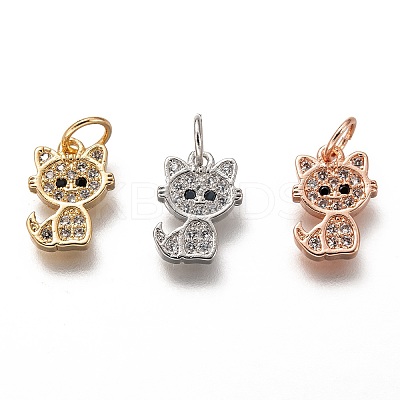 Brass Micro Pave Clear Cubic Zirconia Charms ZIRC-C020-38-1