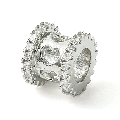 Rack Plating Brass Micro Pave Clear Cubic Zirconia European Beads KK-G501-07P-1