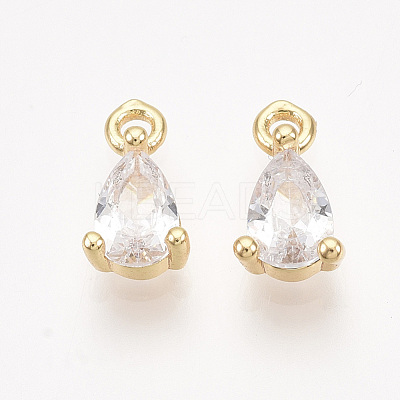 Brass Cubic Zirconia Charms KK-T038-562G-NF-1