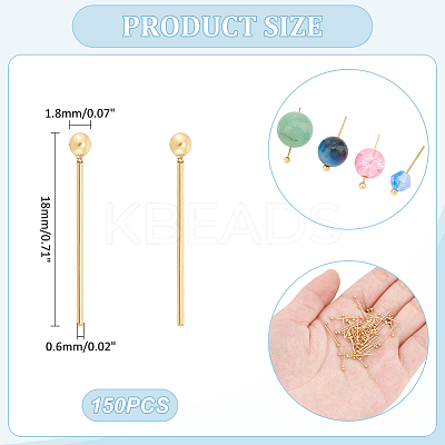 150Pcs 304 Stainless Steel Ball Head Pins STAS-UN0058-93B-G-1