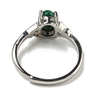Oval Natural Malachite Adjustable Rings RJEW-Q818-01P-07A-1
