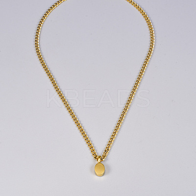 Oval Stainless Steel Clear Cubic Zirconia Pendant Necklaces & Curb Chain Bracelets Sets FS-WG5D0A2-01-1