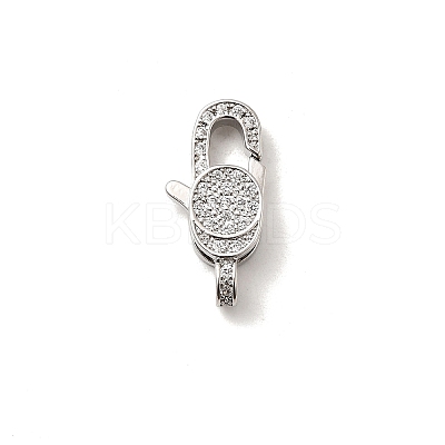 Brass Micro Pave Clear Cubic Zirconia Lobster Claw Clasps KK-A266-24D-P-1