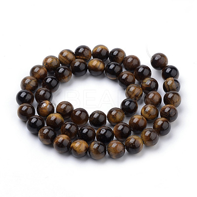 Natural Tiger Eye Beads Strands X-G-S259-21-10mm-1