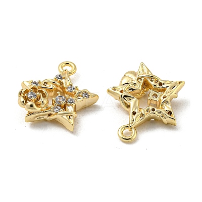 Brass Micro Pave Clear Cubic Zirconia Charms KK-H460-18G-1