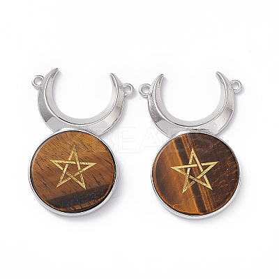 Natural Tiger Eye Connector Charms G-G983-02P-04-1