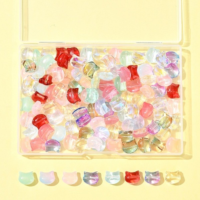 110Pcs 11 Colors Transparent Spray Paint Glass Beads GLAA-FS0002-15-1