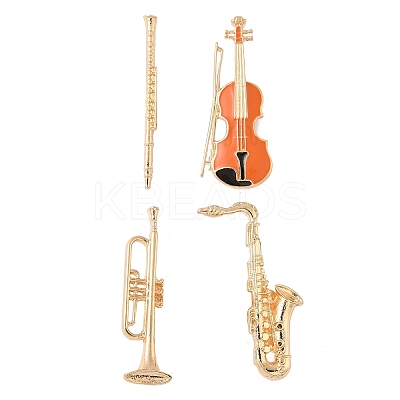 4Pcs 4 Styles Musical Instruments Series Enamel Pins JEWB-Z043-03G-1