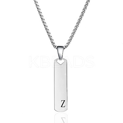 304 Stainless Steel Rectangle with Letter Pendant Box Chain Necklaces FS-WGD7C78-26-1