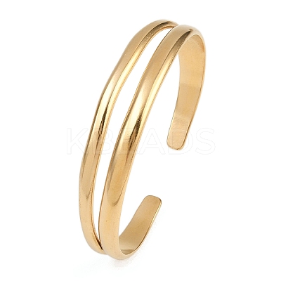 304 Stainless Steel Cuff Bangles for Women BJEW-B147-02G-1