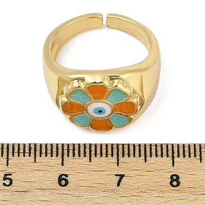 Brass Enamel Cuff Rings for Women RJEW-L113-032G-1
