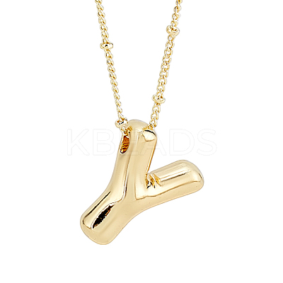 1pc Brass Chain with Alloy Letter Pendants Necklaces NJEW-LP0001-41Y-G-1