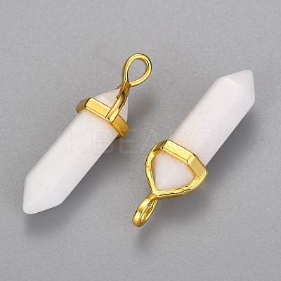 Natural White Jade Bullet Double Terminated Pointed Pendants LS-X-G-G902-B24-1
