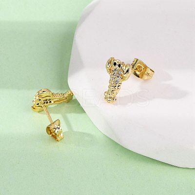 Brass Micro Pave Clear Cubic Zirconia Earrings LS-EJEW-D328-03G-04-1